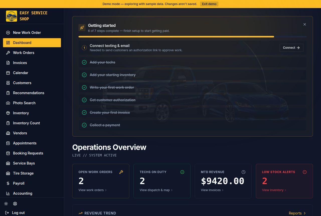 Dashboard screen